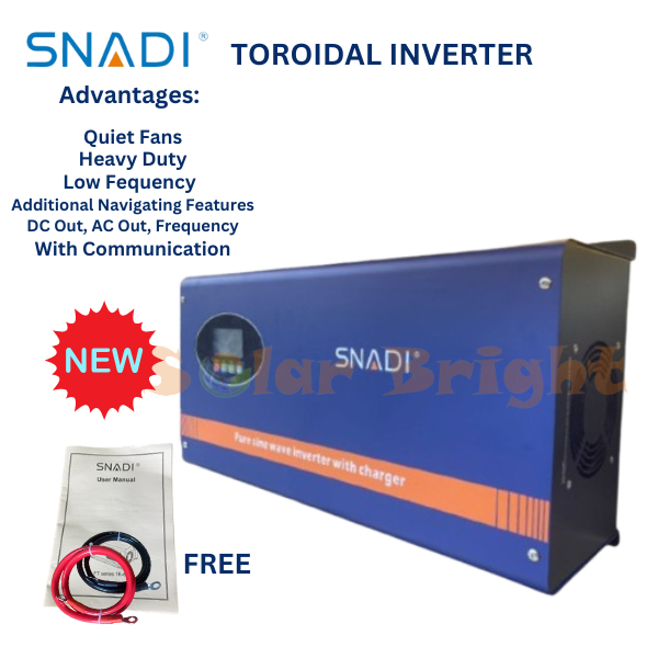SNADI Solar Pure Sine Wave Toroidal Inverter 48V 6kW Adjustable LVD/HVR ...