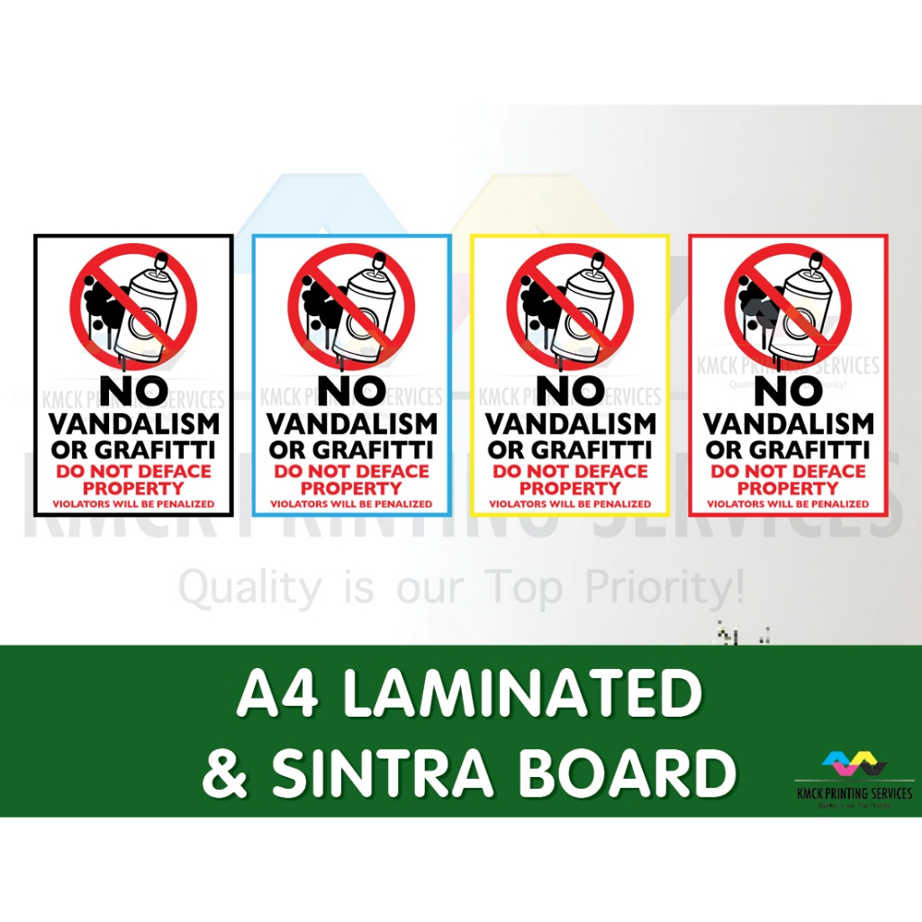 No Vandalism or Grafitti Do not Deface Property Signages | Shopee ...