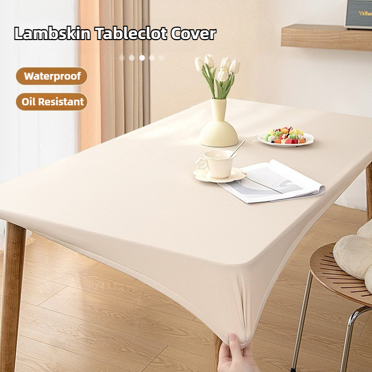 High-end Lambskin Table Cloth Elastic Full Cover PVC Waterproof Oil ...