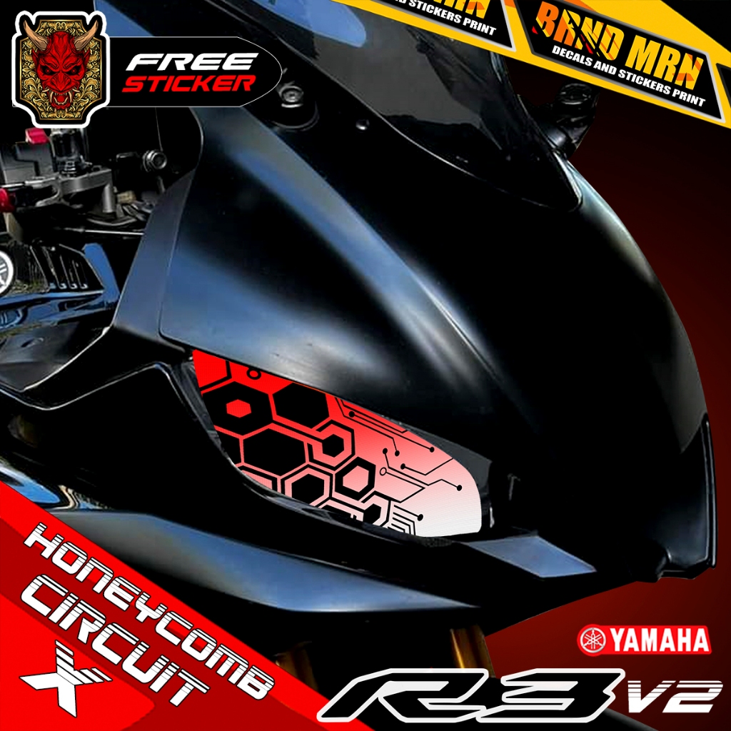 YAMAHA R3 V2 HONEYCOMB X CIRCUIT EYE DECAL STICKER TINT PROTECTOR ...