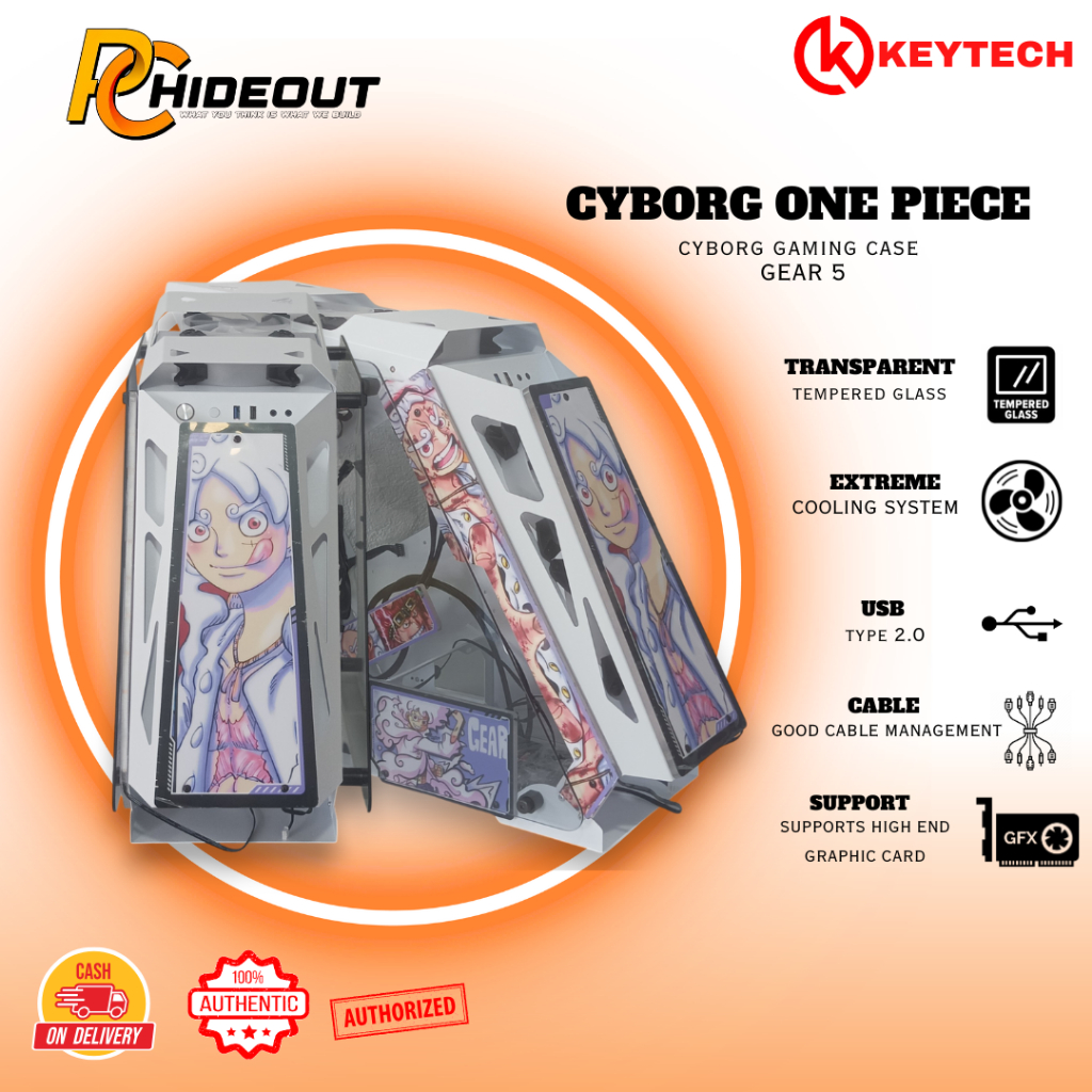 MMA K88 Cyborg Gaming PC Case - Luffy Theme (White) w/Free 6 Syncable ...