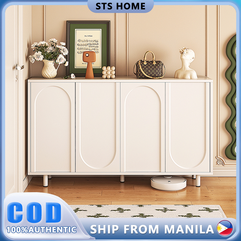 2/3 Door Bamboo Cream Shoe Cabinet Shoe Rack Organizer Entrance Cabinet ...