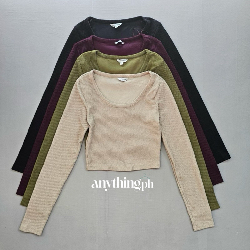 CLOCKHOUSE TEXTURED LONGSLEEVES CROPTOP | Original Overrun | Shopee ...