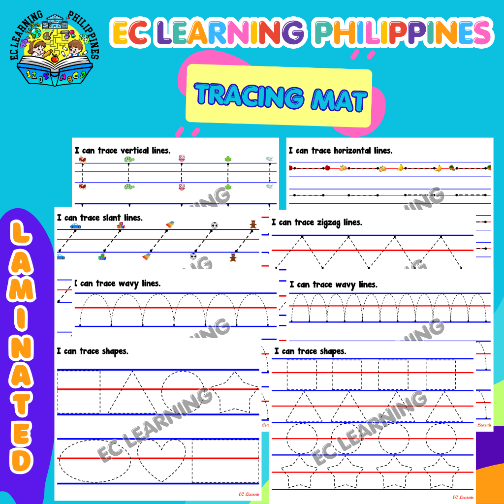 LINES and SHAPES Tracing Laminated Activities for Kids Write and Wipe ...