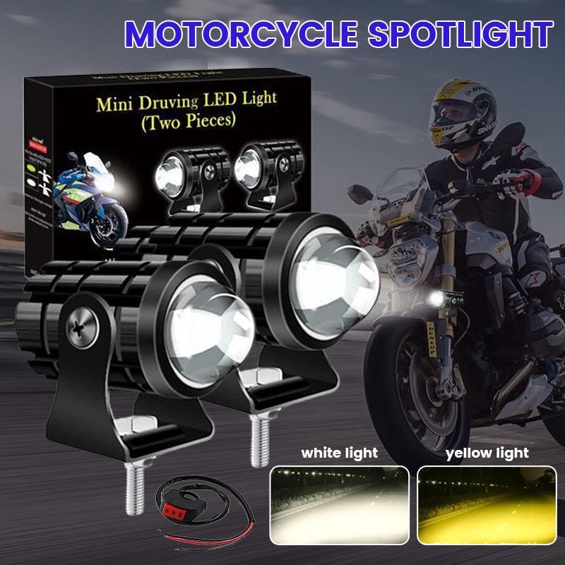 Mini Driving Light Set Waterproof Spot Light White+Yellow LED ...