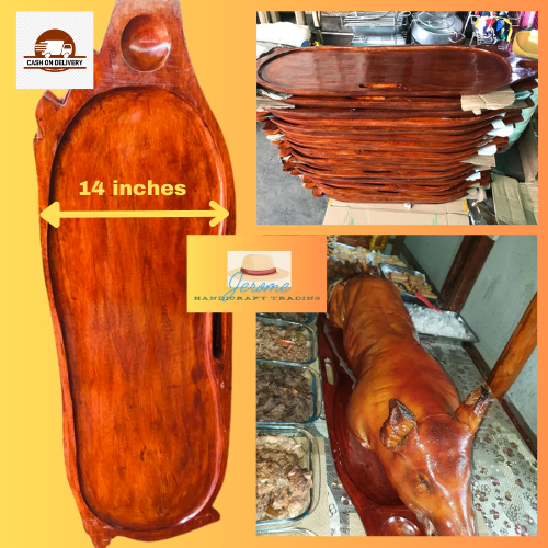 JHT Wooden Lechon Tray/ Wooden Pig Platter Decorative Serving Tray ...