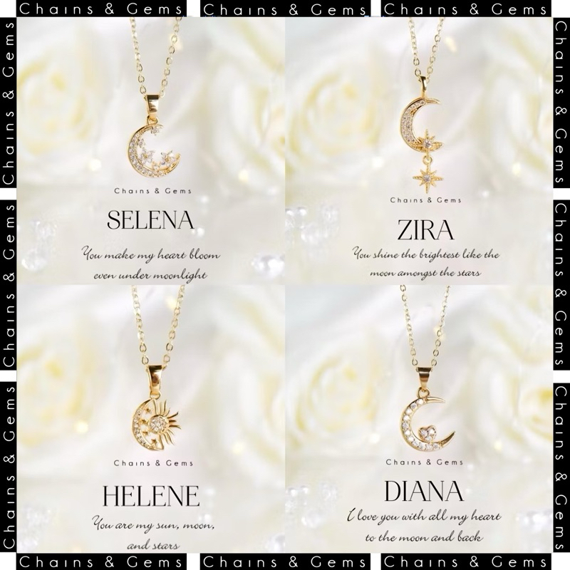Moon Necklaces | NO Box Included | Chains & Gems | Shopee Philippines