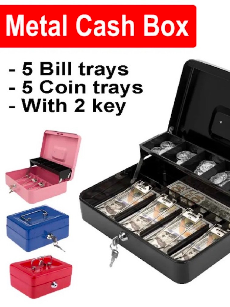Cash Box Money Organizer Cash Box With Lock Cashier Cash Drawer Box ...