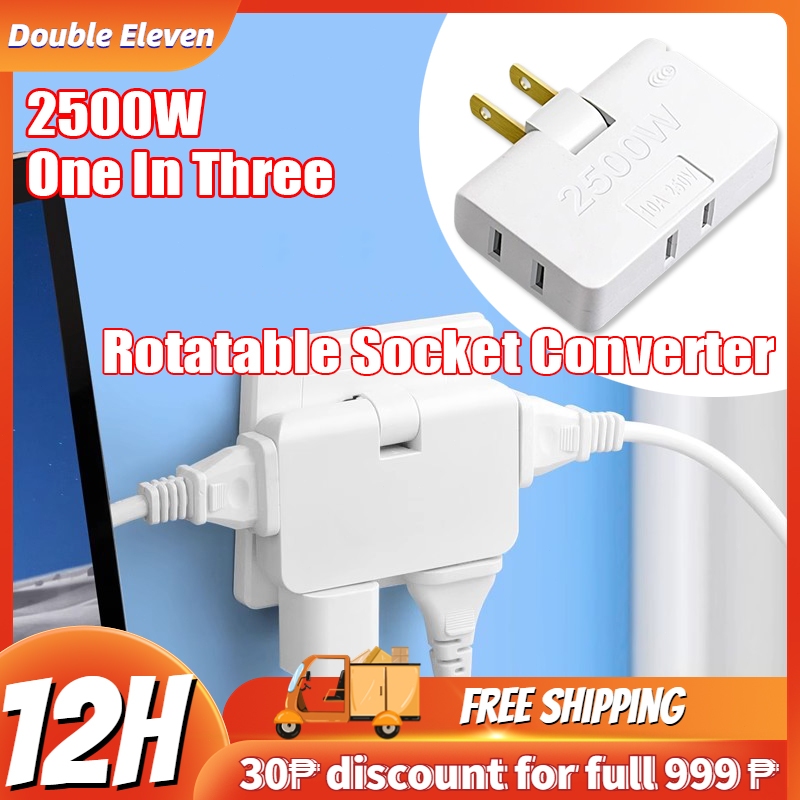 Rotatable Socket Converter 2500W One In Three 180 Degree Extension Plug ...