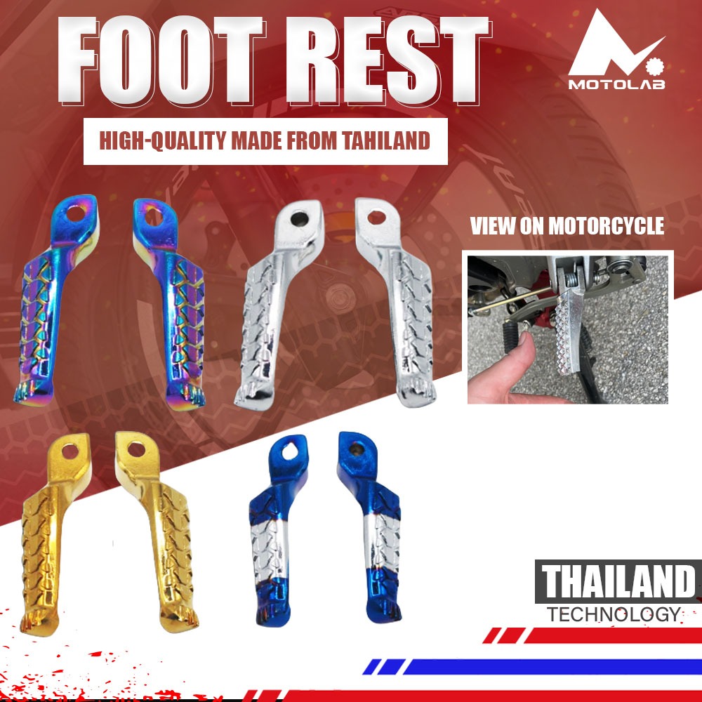 MOTOLAB ALLOY MOTORCYCLE REAR FOOTREST PEDAL, ALLOY TWO TONE UNIVERSAL ...