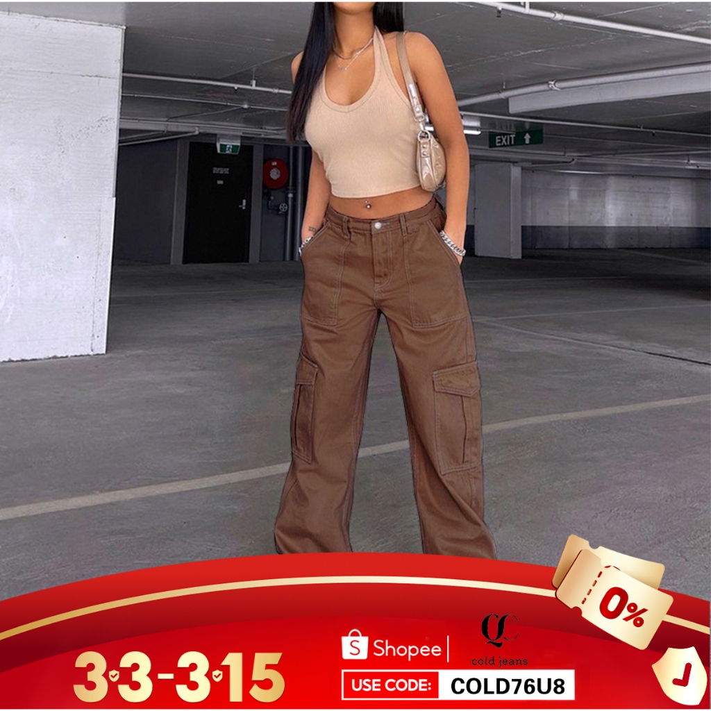Baggy Brown Cargo Pants (L-XL) main image 1