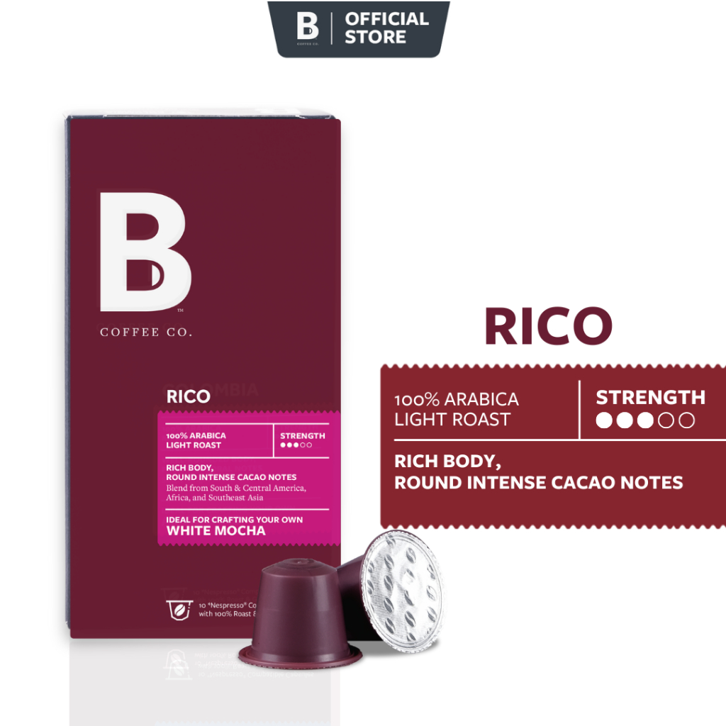 B Coffee Rico White Chocolate Mocha Nespresso Compatible Coffee  Capsules 10 Pack