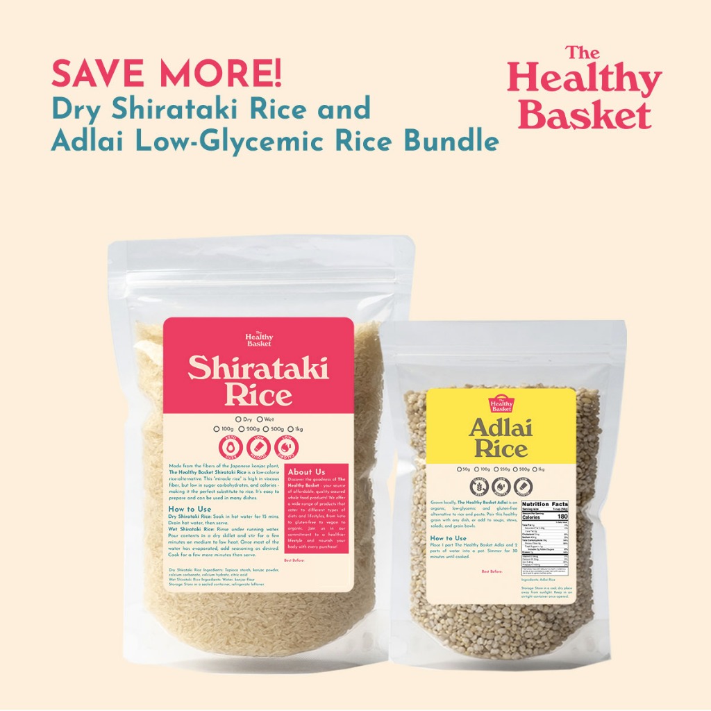 Healthy Basket Dry / Dried Shirataki Rice 1kg + Adlai Low-Glycemic Rice ...