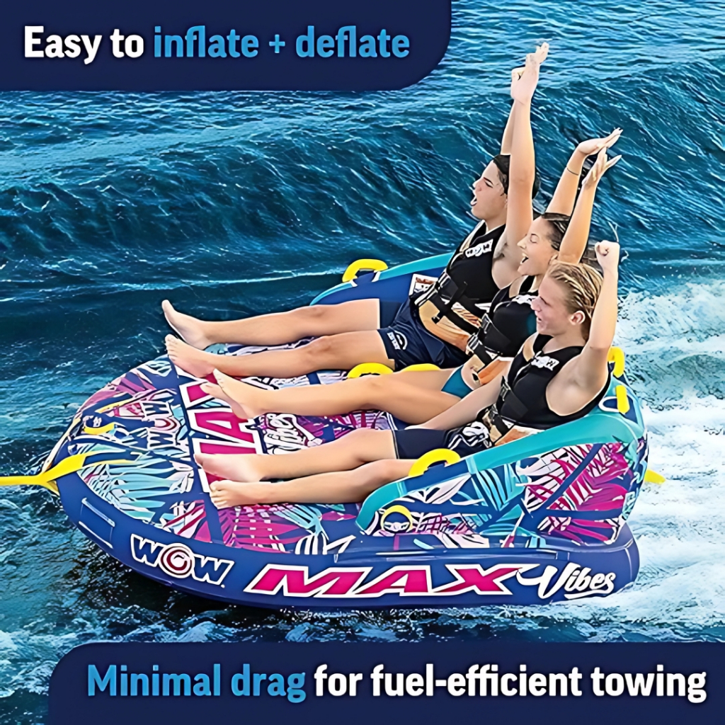 WOW Max Vibes 3-Person Inflatable Towable Tube – Boating & Jet Ski ...