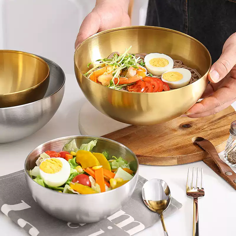 Salad Bowls Stainless Steel Bowl Soup Mixing Serving Korean Metal Ramen  Rice Fruit Kitchen Container