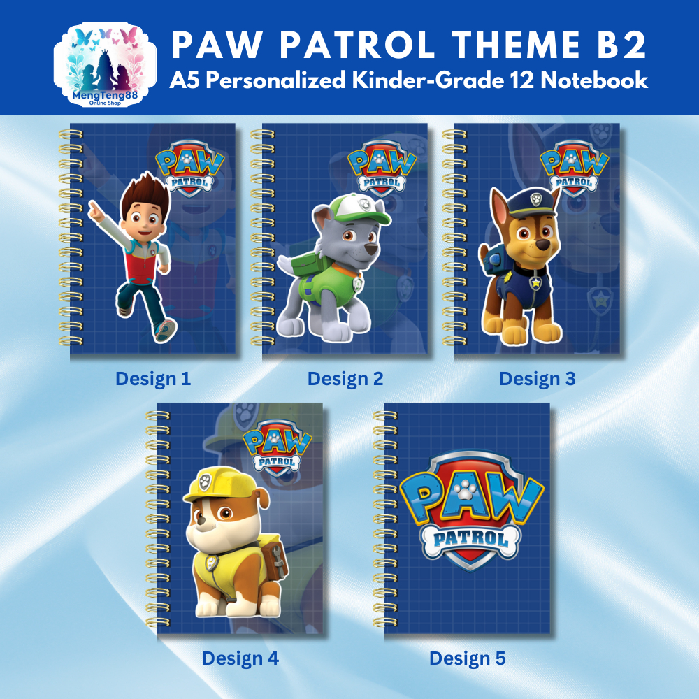 Paw Patrol Theme B2 Personalized Notebook Kinder-Grade 12 A5 (14cm x ...