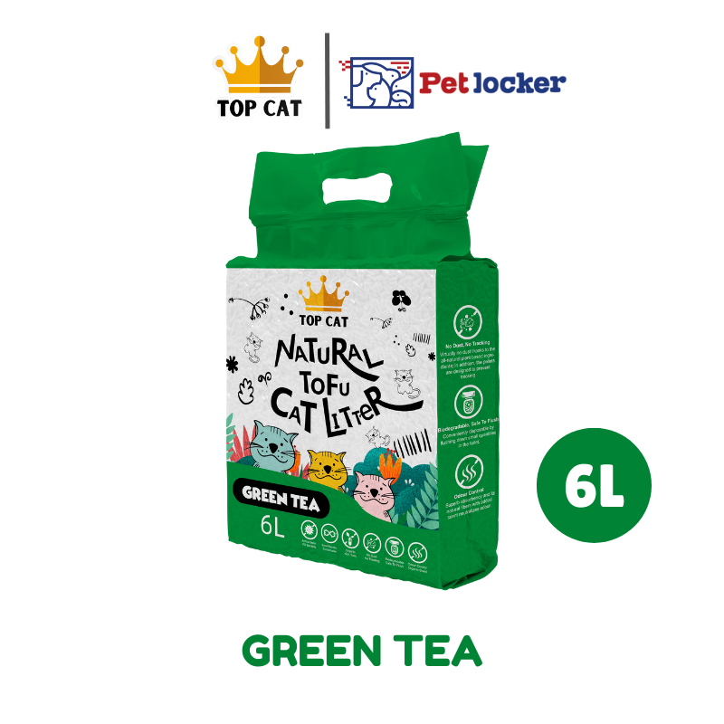 Top Cat Natural Tofu Cat Litter Green Tea 6L AntiBacterial Eco Friendly ...