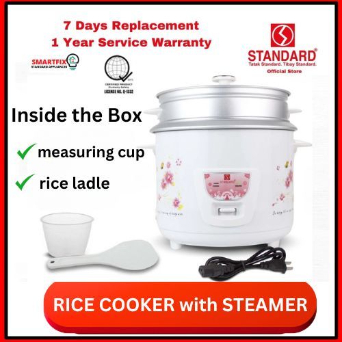 Standard Rice Cooker with Steamer, measuring cup and ladle | Shopee ...