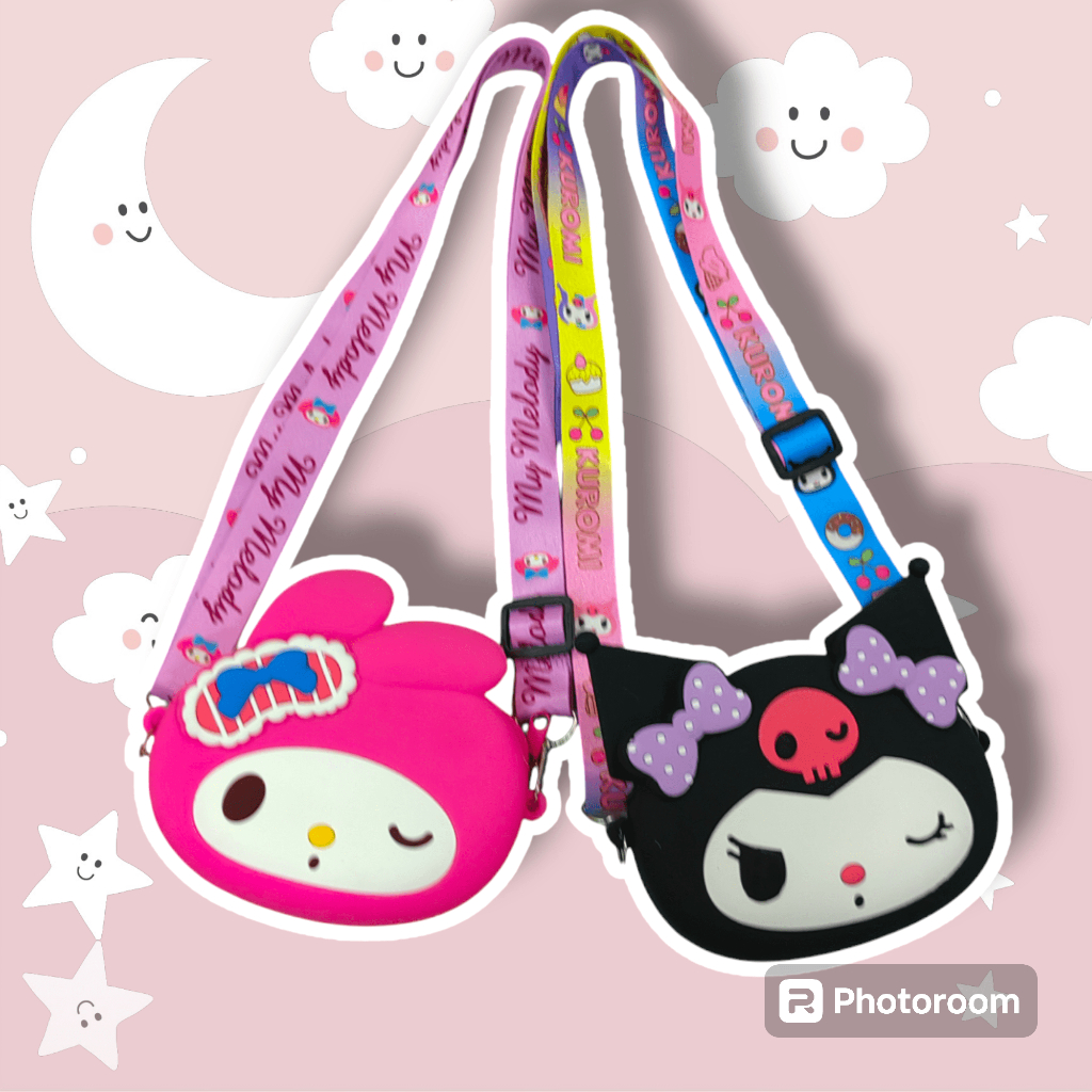 Sanrio Rubber Wallet with adjustable lace!!! with a size of 16cm x 14cm ...