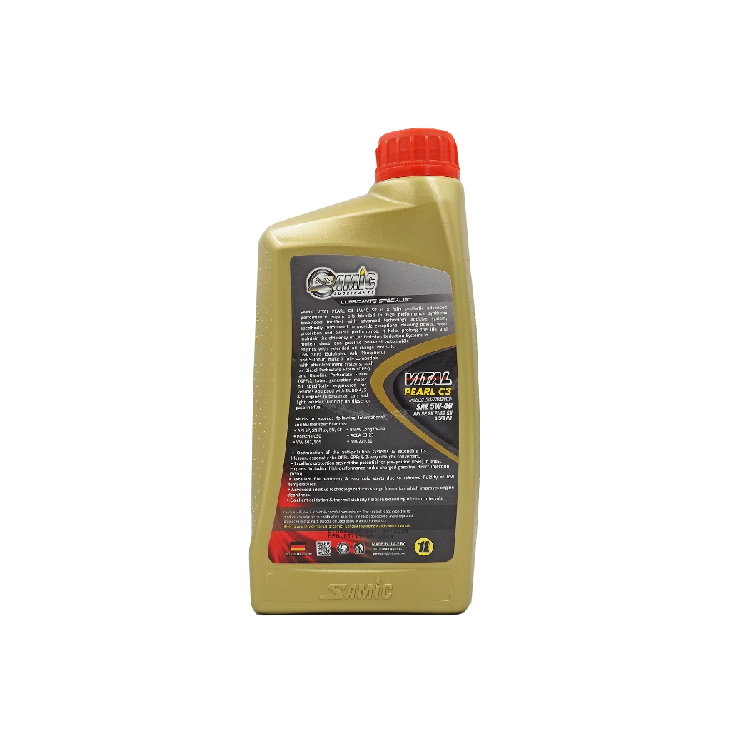 Samic Vital Pearl C3 API SP/ACEA C3 5W40 Fully-Synthetic Gasoline ...