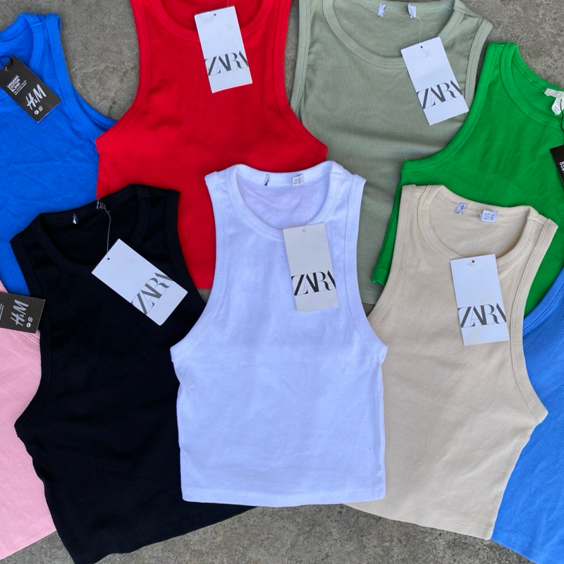 Zara | H&M Cotton Knitted Racerback Woman Tank Top | Shopee Philippines