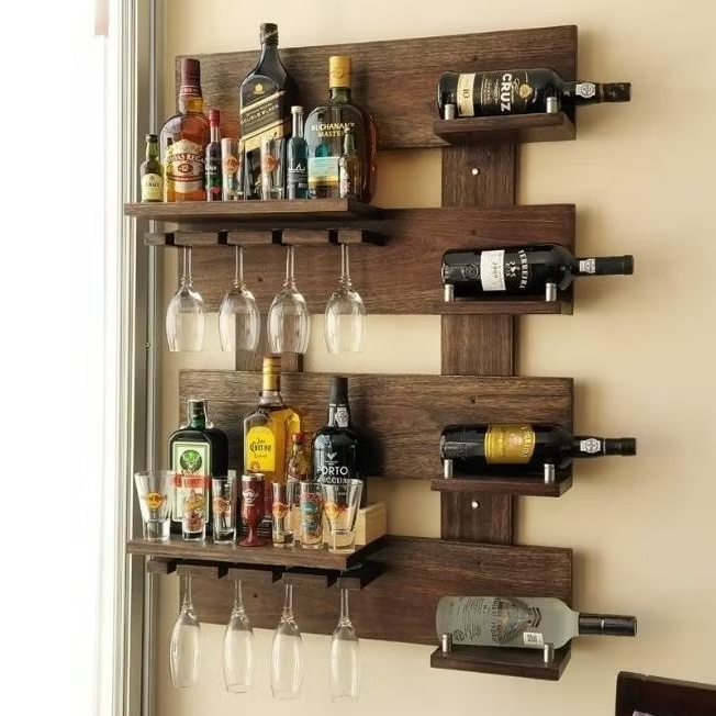 WINE RACK 8 bottles 8 wine glass capacity | SOLID WOOD | FULLY VARNISH ...