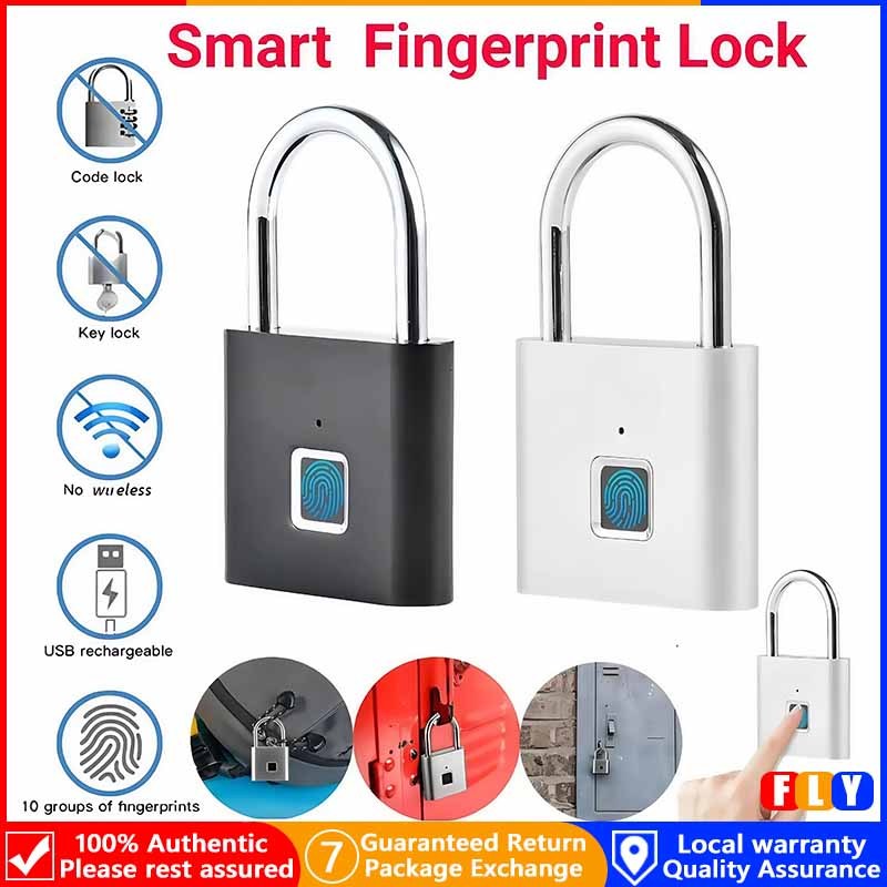 Fingerprint Lock USB Rechargeable Waterproof Smart Thumbprint Padlock ...