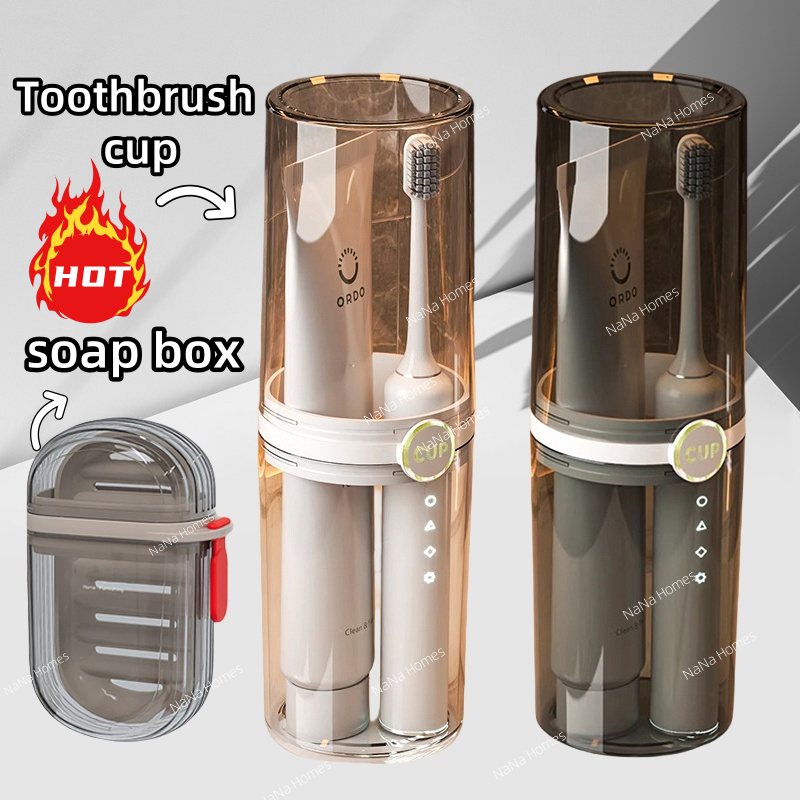 2-In1Travel Toothbrush Mouthwash Cup Portable Soap Box Soap case With ...