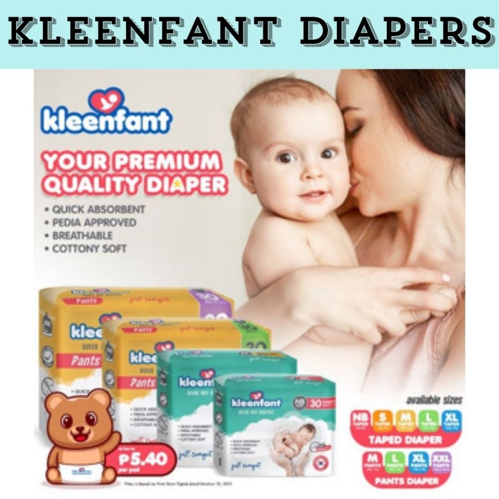 Kleenfant Diaper for Baby Taped, Pull up Pants, 30 pads Baby Needs Korean  Diaper New Born Babies