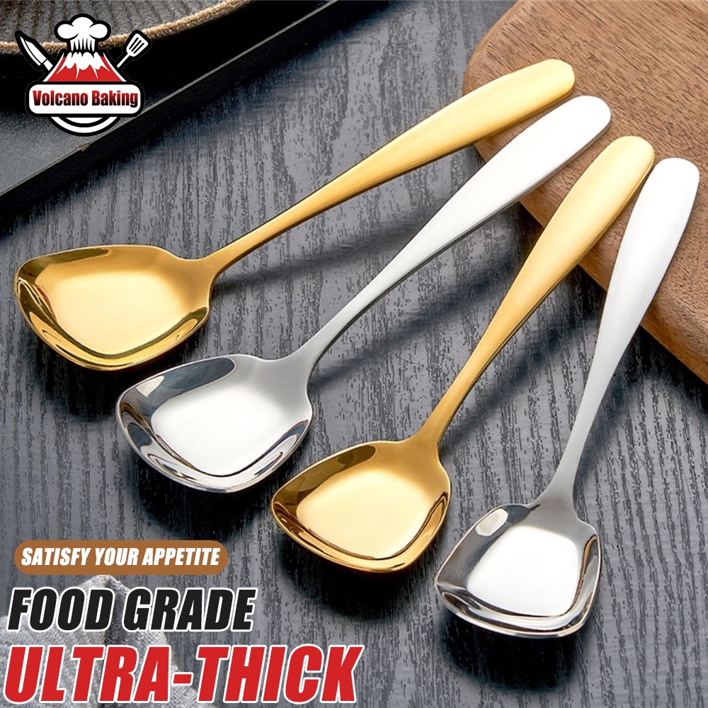 V.B.K 304 Stainless Steel Square Spoon, Flat Dinner Serving Spoon ...