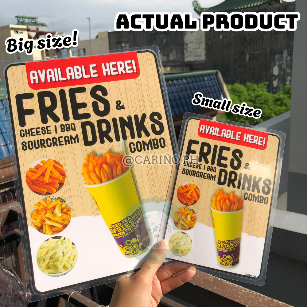 Laminated - Fries Signage l Fries and Drinks Signage | Shopee Philippines