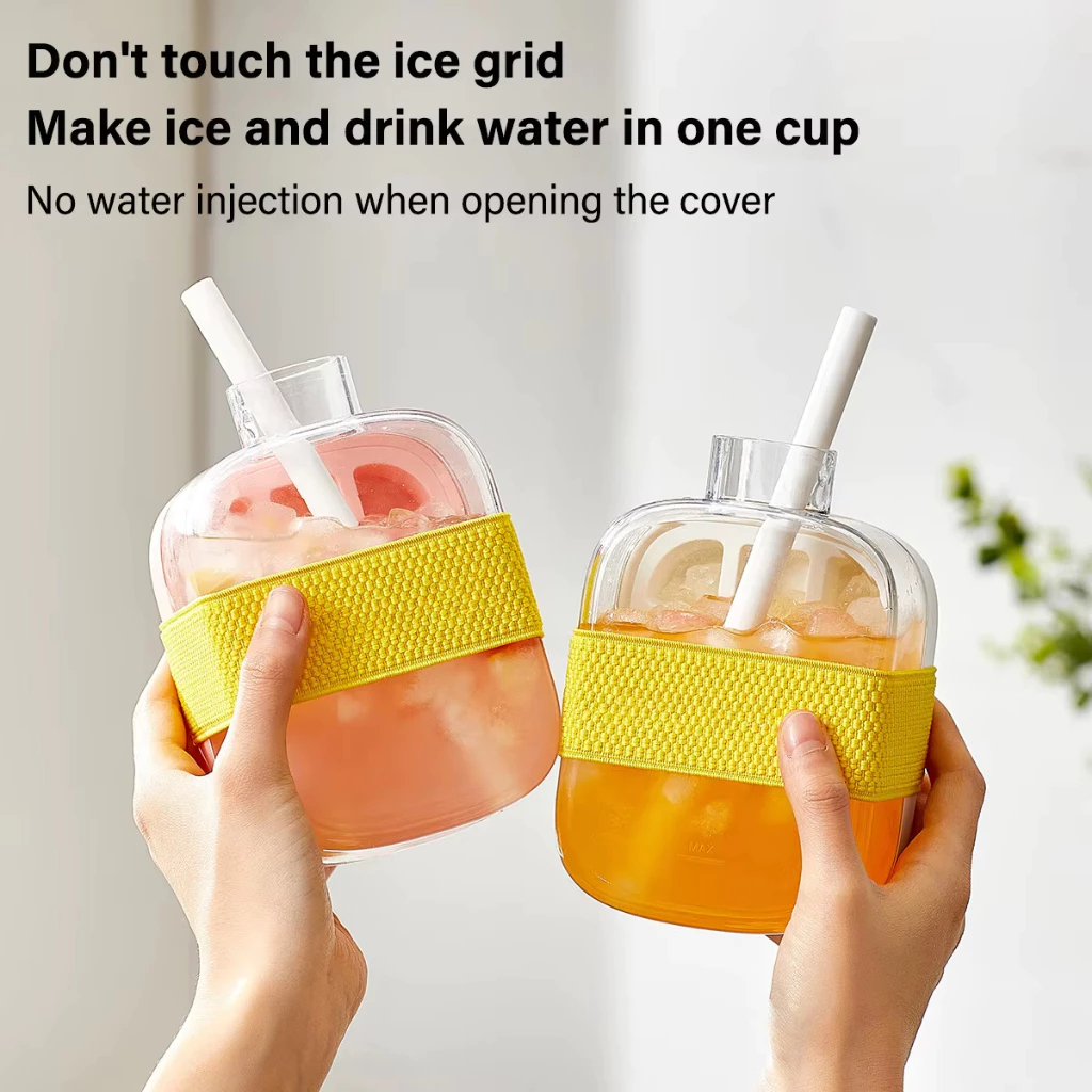 Food grade silicone 2 in 1 ice straw cup portable water injection push ...