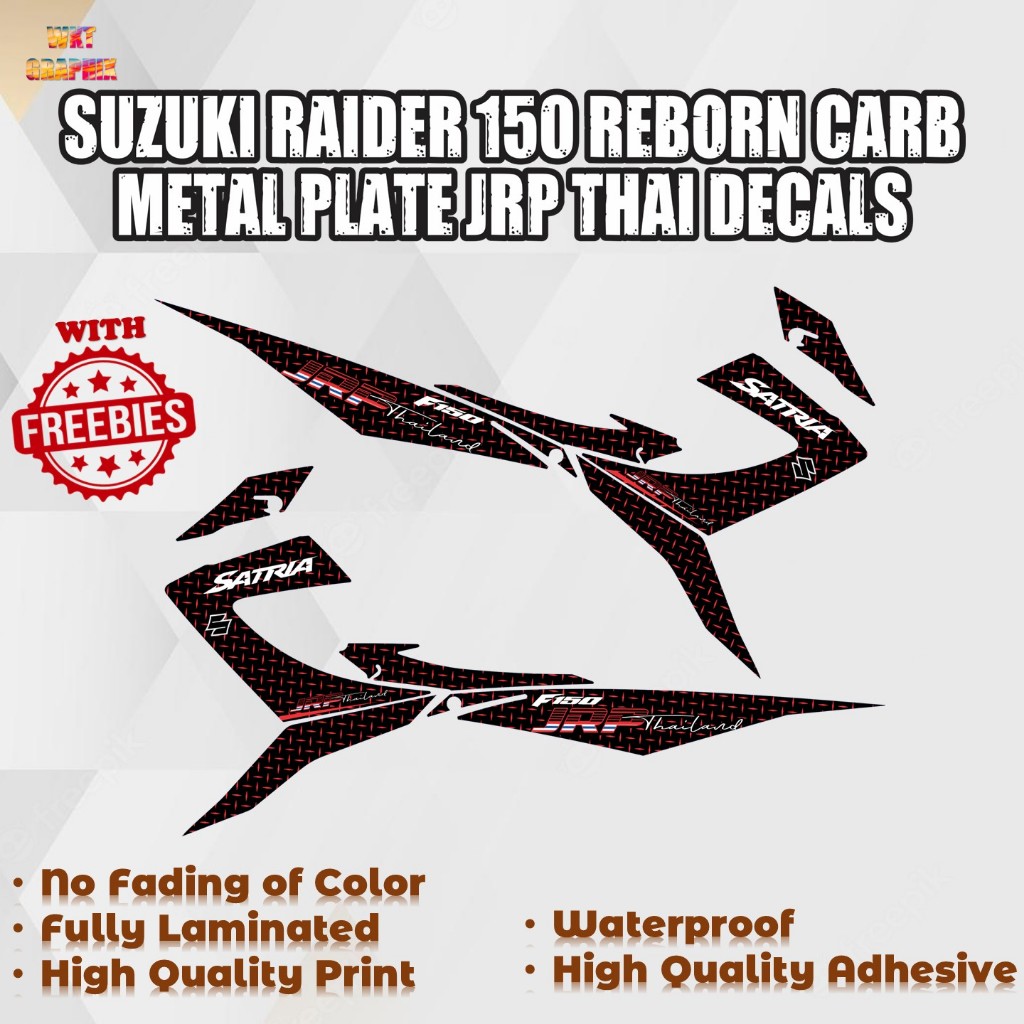 SUZUKI RAIDER 150 REBORN CARB METAL PLATE JRP THAI DECALS (WATERPROOF ...