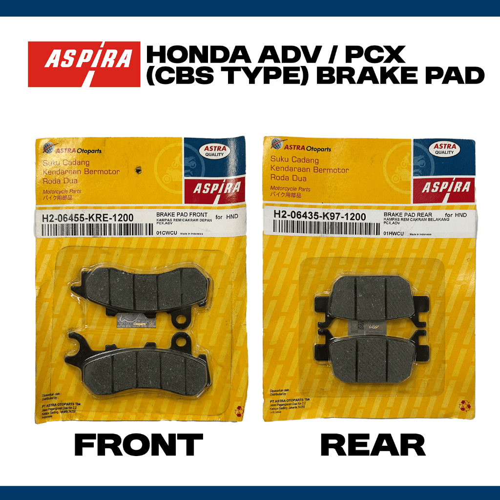 Aspira Honda PCX 150 160 ADV 150 160 (CBS) Brake Pad Front Rear ...