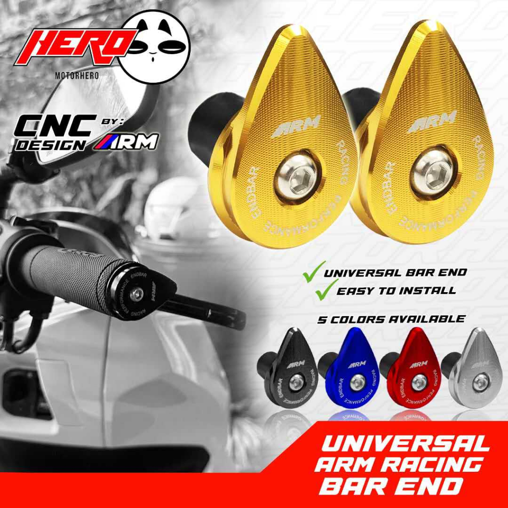 ARM Racing Bar End CNC Stainless Anti-Slip Design Universal Sell By ...
