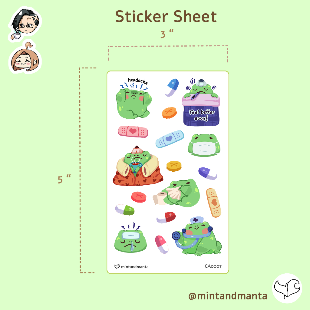 Sick Day Stickersheet| Frog Sticker Sheet | Planner & Journal | Bujo ...
