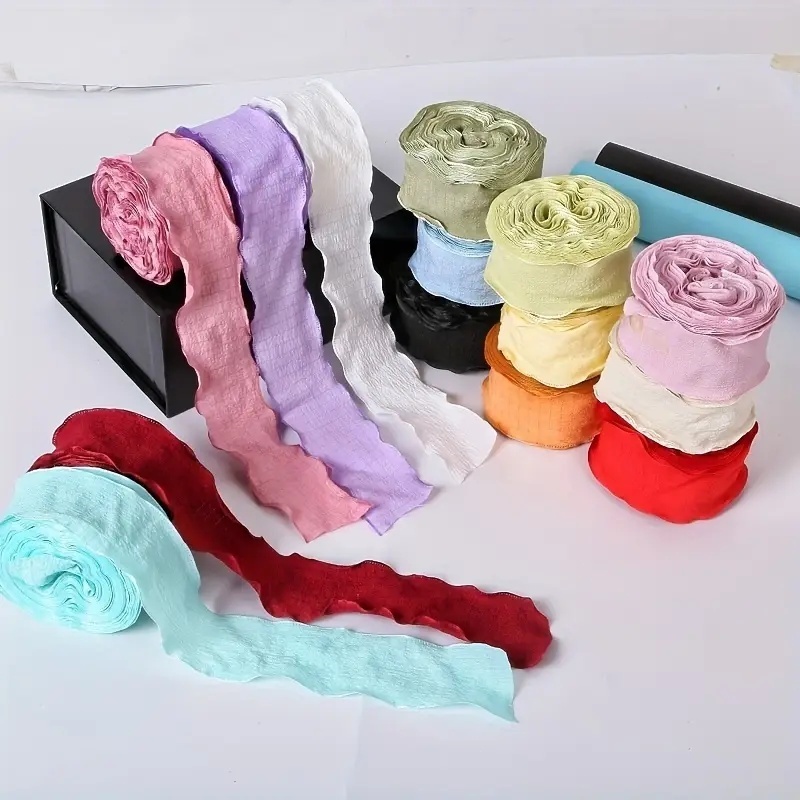 Wrinkled edge Ribbon Linen Wave Edge Ribbons for Bridal Bouquets Gifts ...