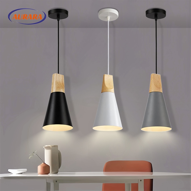 Drop Light Wood Metal Nordic Minimalist Hanging Light for Bar Living ...