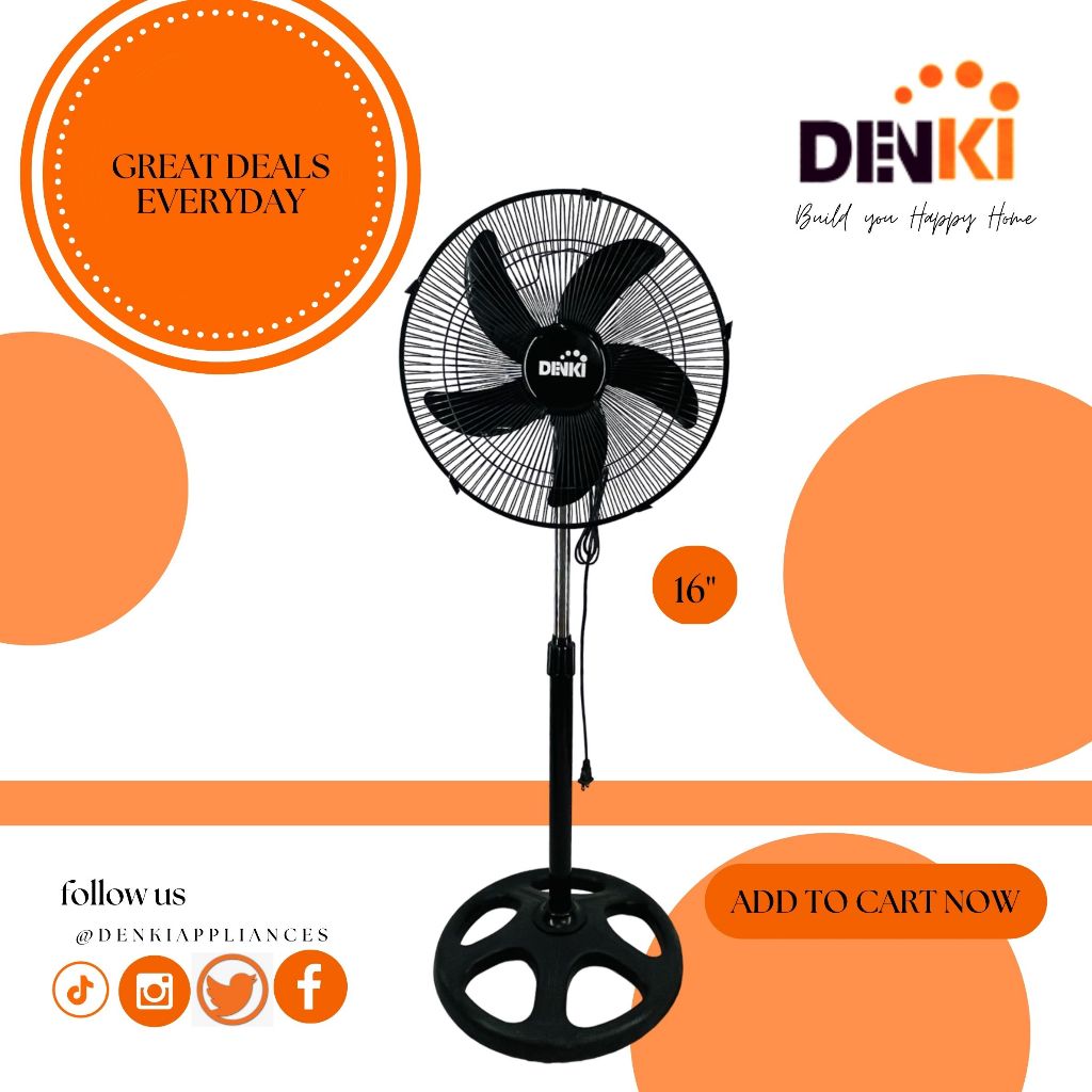 Denki Stand Fan 16 ASB 5 Leaves | Shopee Philippines