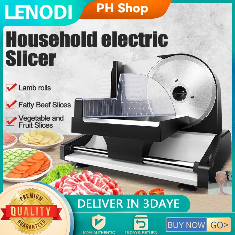 LENODI Electric food meat slicer small portable automatic slicer 1-15MM ...