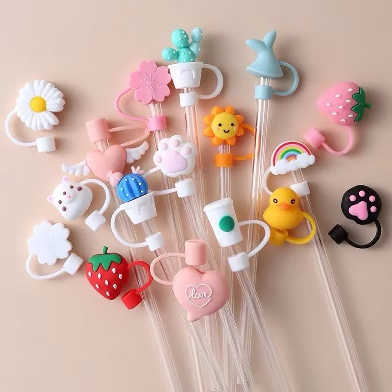 8mm Dust proof silicone straw Creative Cute environmentally friendly ...