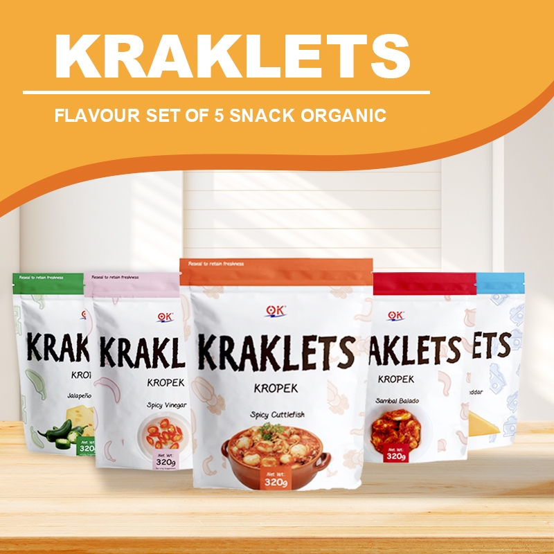 OK Kraklets Kropek 320g Flavour Set of 5 Snack Organic - Variety Pack ...