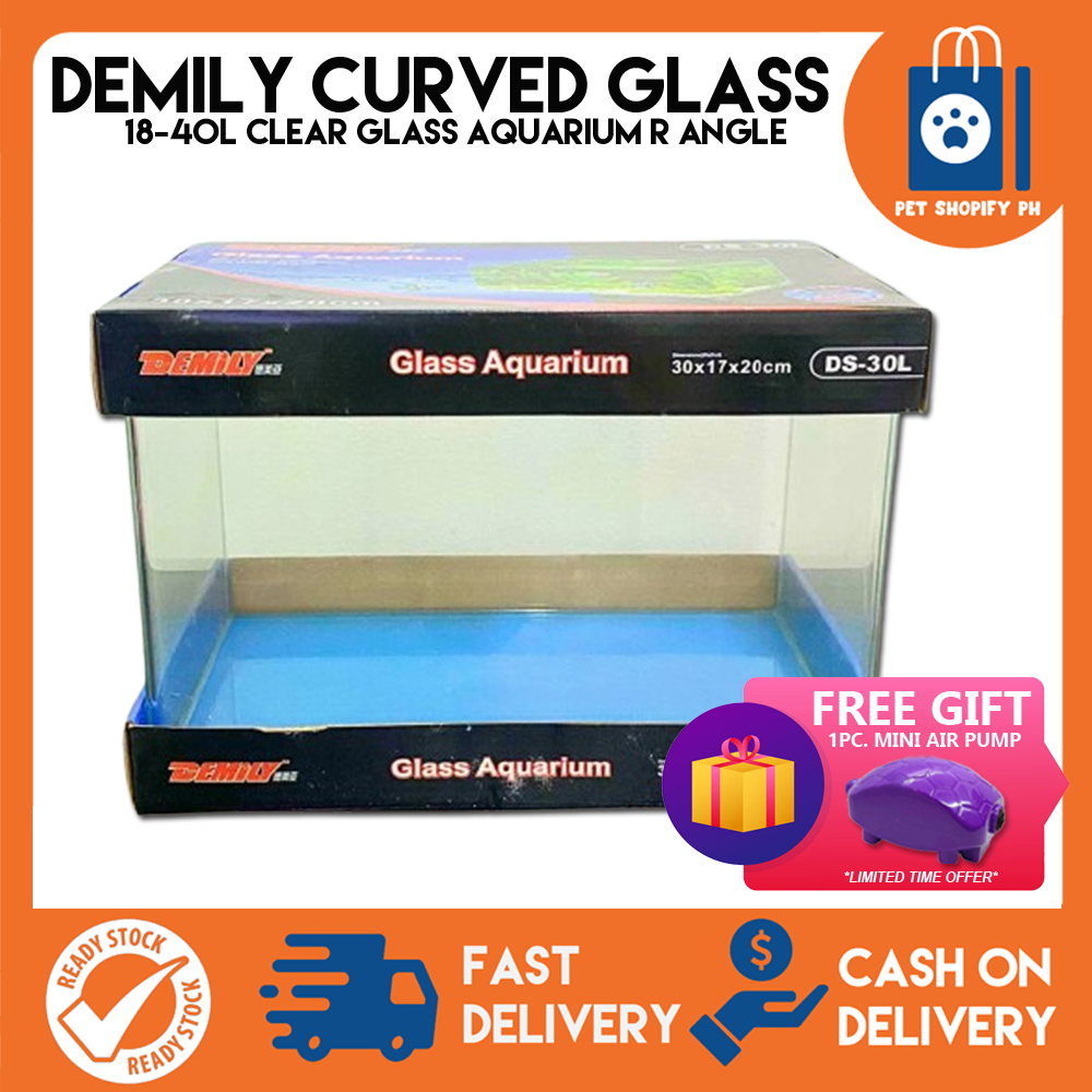 Demily Curved Glass Aquarium Clear Glass Aquarium R Angle | Shopee ...