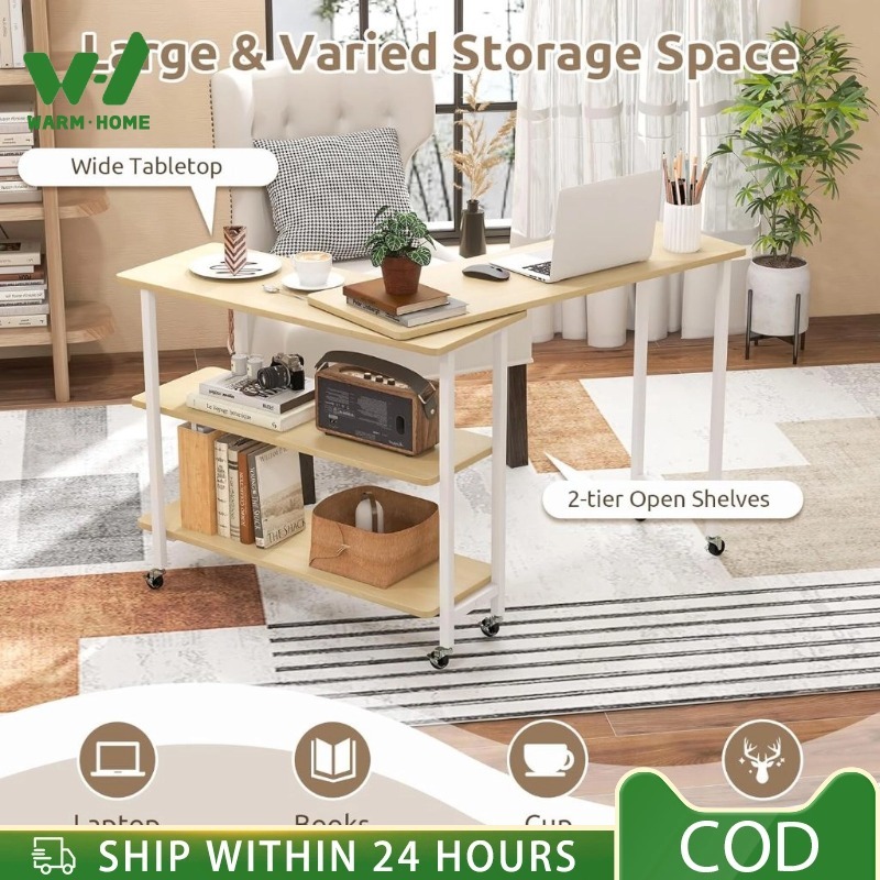 Moving Table Rotating 2-Layer Storage Rack Metal Frame Detachable ...