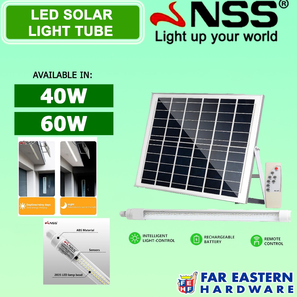 NSS LED Indoor Solar Light Tube with Solar Panel 40W | 60W | Shopee ...