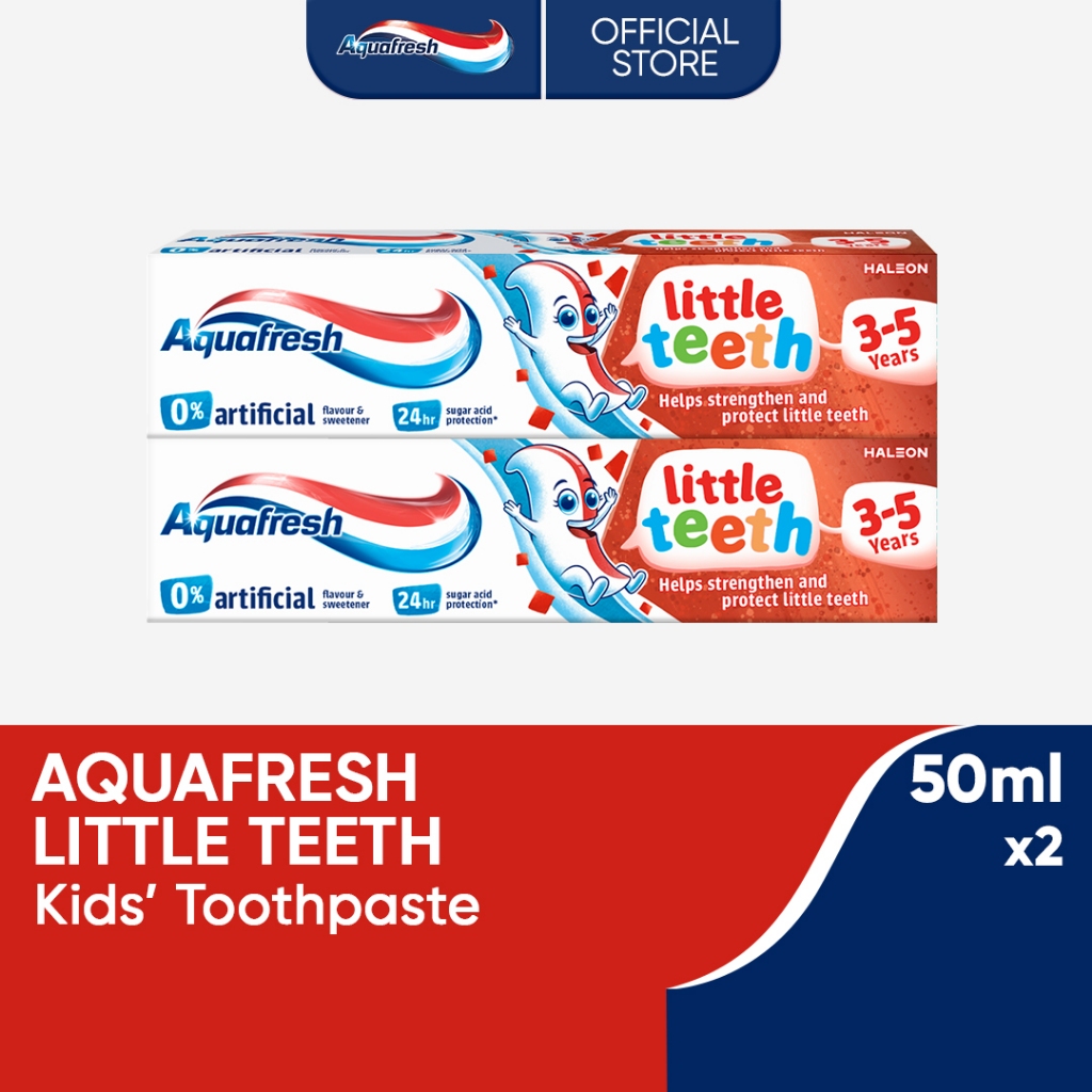 Aquafresh Little Teeth Kids' Toothpaste 50ml (3-5 Years Old) Twin Pack ...