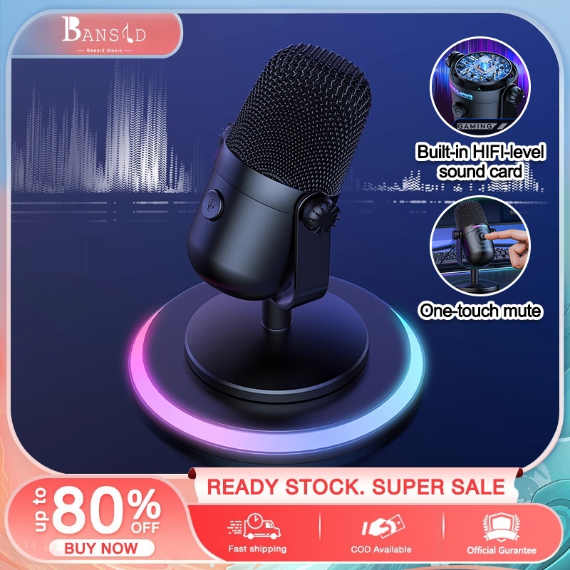 Bansid Colorful RGB USB Microphone with One Click Mute Button Desktop ...