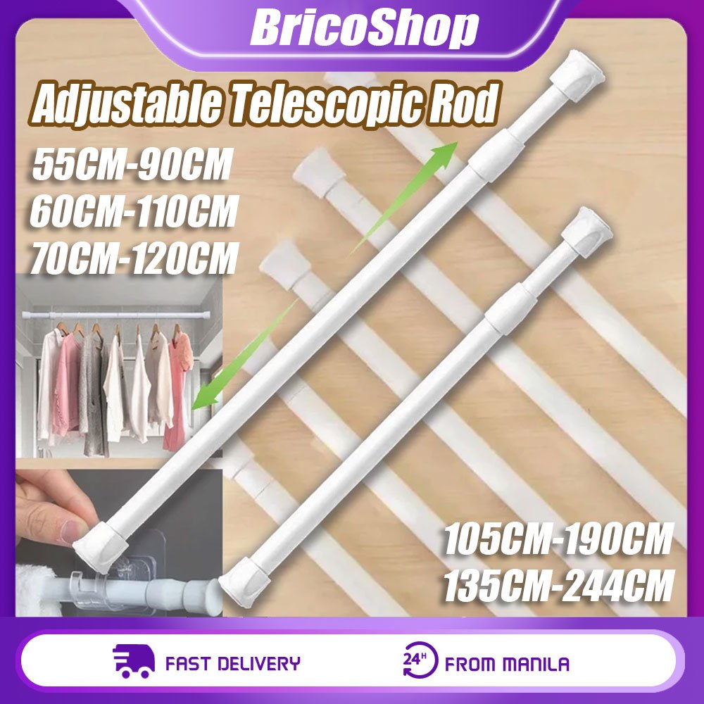 30-244CM Extendable Curtain Rod Shower Rod Adjustable Telescopic Rod ...