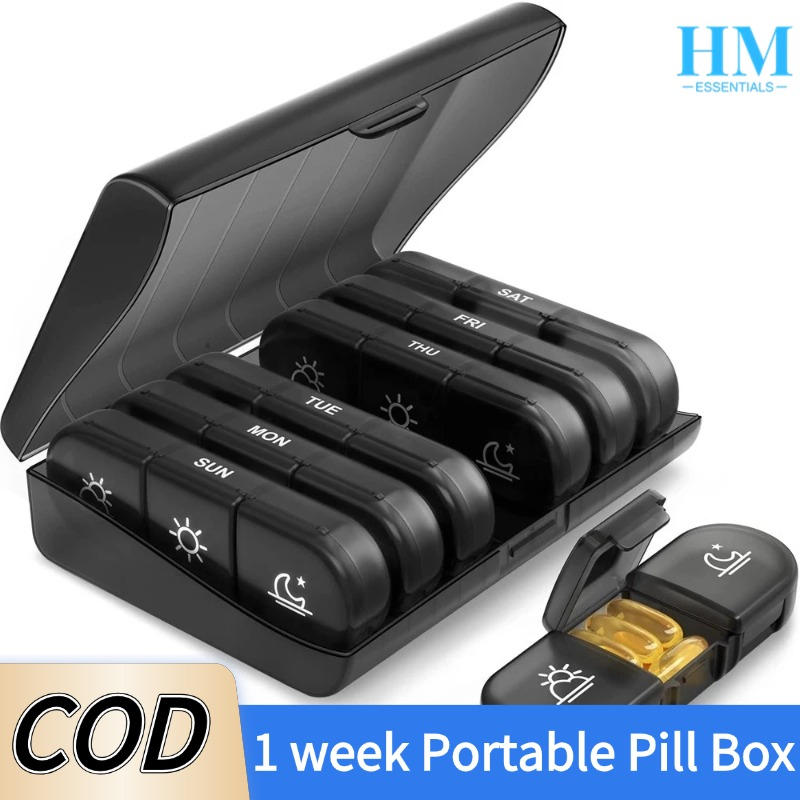 1 week Portable Pill Box with 21 Compartments for 7 days Easy ...