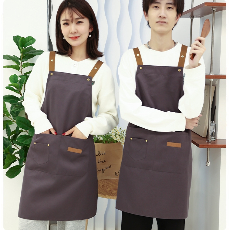 Waterproof Canvas Apron Coffee Shop Barber Working Bib Kitchen Cooking ...